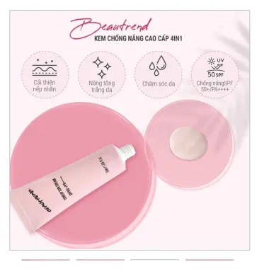 Kem chống nắng Beautrend Toneup Sun Cream SPF 50 PA ++++ chống nắng đa năng , mờ thâm , kem nền tone hồng nhẹ 4 Kem chống nắng Beautrend Toneup Sun Cream SPF 50 PA ++++ chống nắng đa năng , mờ thâm , kem nền tone hồng nhẹ 4