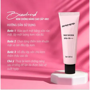 Kem chống nắng Beautrend Toneup Sun Cream SPF 50 PA ++++ chống nắng đa năng , mờ thâm , kem nền tone hồng nhẹ 9 Kem chống nắng Beautrend Toneup Sun Cream SPF 50 PA ++++ chống nắng đa năng , mờ thâm , kem nền tone hồng nhẹ 9