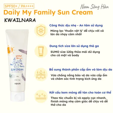 Kem Chống Nắng Gia Đình SPF 50+ 120g - Bảo Vệ Toàn Diện Daily& My Family Giảm Giá 5 Kem Chống Nắng Gia Đình SPF 50+ 120g - Bảo Vệ Toàn Diện Daily& My Family Giảm Giá 5