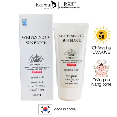 Kem Chống Nắng JIGOTT Hàn Quốc Nâng Tone Dưỡng Trắng SPF50+ Không Bết Dính 70ml Giá Tốt