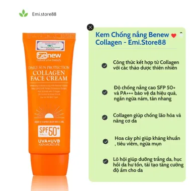 Kem Chống Nắng Nâng Tone Collagen Benew Hàn Quốc 70ml Dưỡng Trắng Da Chỉ 143k