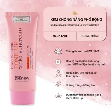 Kem Chống Nắng Nâng Tone Collagen Benew Hàn Quốc 70ml Dưỡng Trắng Da Chỉ 143k