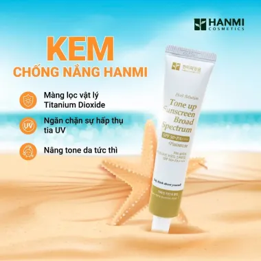 Kem Chống Nắng Nâng Tone Hanmi SPF 50+ Giảm Giá Còn 250k - Bảo Vệ Da Trắng Hồng Tự Nhiên 1