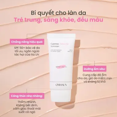 Kem chống nắng TONE UP Ohhaun Cypress Hàn Quốc - Dưỡng Ẩm, Giá Cực Sốc Chỉ 258k!