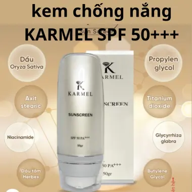 kem chống nắng vật lý 50G cho da dầu và da hỗn hợp SPF 50PA+++ không bóng dầu không bết dính KARMEL 2