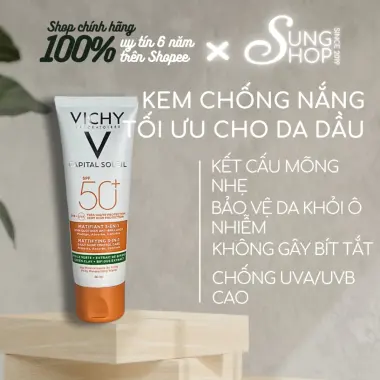 Kem Chống Nắng Vichy Vạch Xanh Cho Da Dầu Giảm 100k Chỉ 350k - Bảo Vệ Da Toàn Diện 2