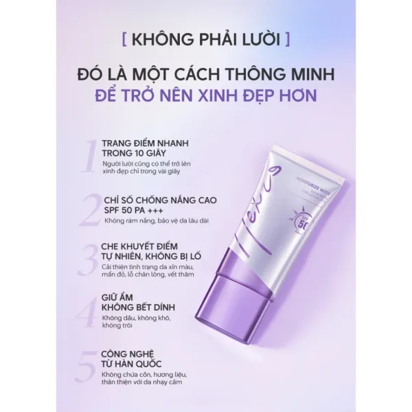 Hình ảnh sản phẩm Kem lười chống nắng nâng tone HEXZE 50ml SPF50 PA+++, bảo vệ da cho làn da sáng hồng