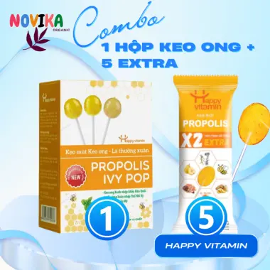 Kẹo Mút Keo Ong EXTRA Happy Vitamin - Vitamin Trái Cây Hữu Cơ NOVIKA Giảm Giá 25k 14