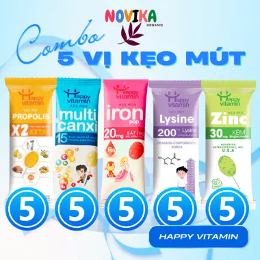 Kẹo Mút Keo Ong EXTRA Happy Vitamin - Vitamin Trái Cây Hữu Cơ NOVIKA Giảm Giá 25k 16
