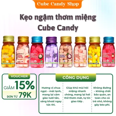 Kẹo Ngậm Cube Candy Hương Trái Cây Vị Bạc Hà Mát Thơm Miệng Giảm 25000đ/Lọ 23g 2