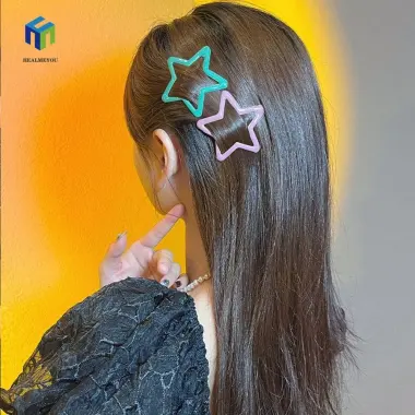Kẹp Tóc Star BB Hình Học Màu Sắc - Barrettes Kim Loại Rỗng Thời Trang Y2K - Giá Chỉ 24.948đ