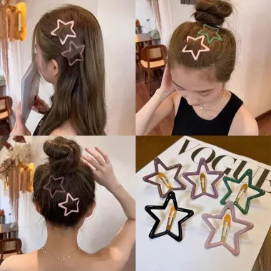 Kẹp Tóc Star BB Hình Học Màu Sắc - Barrettes Kim Loại Rỗng Thời Trang Y2K - Giá Chỉ 24.948đ