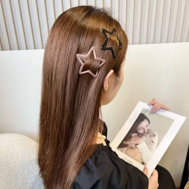 Kẹp Tóc Star BB Hình Học Màu Sắc - Barrettes Kim Loại Rỗng Thời Trang Y2K - Giá Chỉ 24.948đ