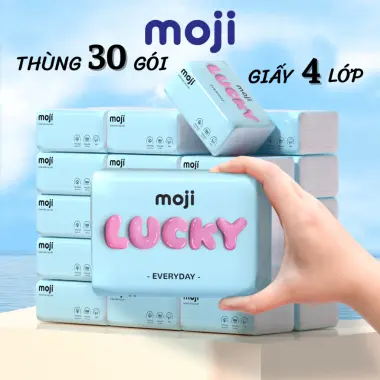 Khăn Giấy Ăn Moji Cao Cấp 4 Lớp Tự Nhiên Giá Rẻ 88k/Thùng 40 Gói 15