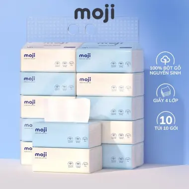 Khăn Giấy Ăn Moji Cao Cấp 4 Lớp Tự Nhiên Giá Rẻ 88k/Thùng 40 Gói 16