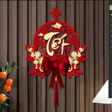 Khánh Quạt Nhung Đỏ Phúc Chúc Mừng Năm Mới 2.026 Giá CỰC RẺ 20.501đ Tặng Móc Treo 4