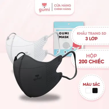 Khẩu Trang 5D Gumi Kháng Khuẩn - Giảm 20% - 71540đ/Hộp 100&200 Chiếc Kháng Bụi Mịn Nhiều Màu 2
