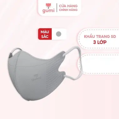 Khẩu Trang 5D Gumi Kháng Khuẩn - Giảm 20% - 71540đ/Hộp 100&200 Chiếc Kháng Bụi Mịn Nhiều Màu 13