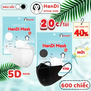 Khẩu trang 5D HanDi 3 lớp kháng khuẩn chống bụi mịn giá rẻ chỉ 179k hộp 600 chiếc 2 Khẩu trang 5D HanDi 3 lớp kháng khuẩn chống bụi mịn giá rẻ chỉ 179k hộp 600 chiếc 2
