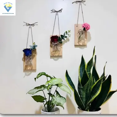 Lọ hoa trang trí khung gỗ treo tường dây gắn sẵn - Giảm 22% còn 25.500đ