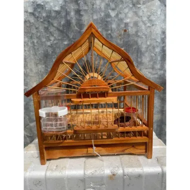 Lồng Cu Gáy Thanh Hóa Gỗ Bền Đẹp 45cm - Lồng Chim Cu Gáy Giá Rẻ 310k Kèm Phụ Kiện 6