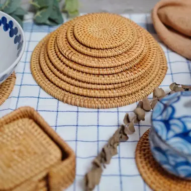 Lót Mây Trang Trí Bàn Ăn - Rattan Placemat - Giảm Giá Còn 12014đ - Lót Ly Cốc Nồi Chống Trượt 10