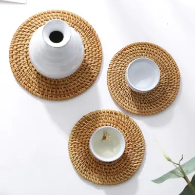 Lót Mây Trang Trí Bàn Ăn - Rattan Placemat - Giảm Giá Còn 12014đ - Lót Ly Cốc Nồi Chống Trượt 12