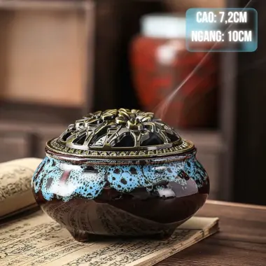 Lư xông nụ trầm hương bằng gốm có miếng lót cao cấp - MỸ NGHỆ DƯỠNG SINH HT 6 Lư xông nụ trầm hương bằng gốm có miếng lót cao cấp - MỸ NGHỆ DƯỠNG SINH HT 6
