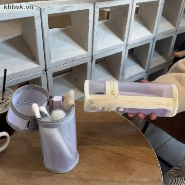 Lưới Dụng Cụ Trang Điểm Kép Túi Bảo Quản Bàn Chải Di Động Hộp Đựng Bàn Chải Dung Tích Lớn Đơn Giản Giá Đỡ Xô Du Lịch Túi Đứng