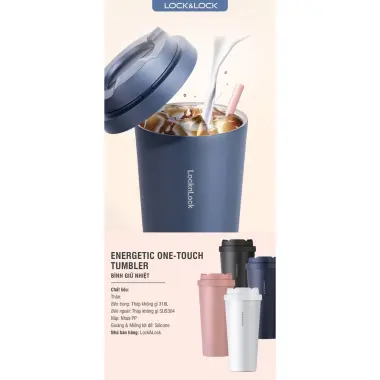 Ly giữ nhiệt LocknLock 550ml mở nắp một chạm - Giảm 159k, giữ nhiệt lâu, đa màu 4 Ly giữ nhiệt LocknLock 550ml mở nắp một chạm - Giảm 159k, giữ nhiệt lâu, đa màu 4