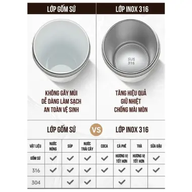 Ly giữ nhiệt NAFI tráng sứ cao cấp 520ml inox 316 tặng ống hút - Giảm giá còn 169k 7