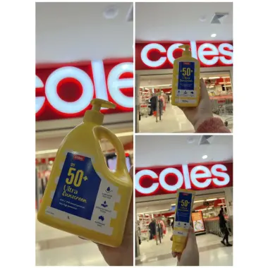Mã giảm thêm 25k live =>ib. Kem Chống Nắng cho cả gia đình Coles Ultra Sunscreen SPF50+, 3 Can 1l-500ml-200ml-100ml 5