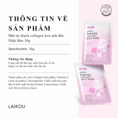 Mặt Nạ Thạch Collagen Sakura LAIKOU - Làm Sáng Da, Nâng Cơ, Cấp Ẩm Chỉ 90k 9 Mặt Nạ Thạch Collagen Sakura LAIKOU - Làm Sáng Da, Nâng Cơ, Cấp Ẩm Chỉ 90k 9