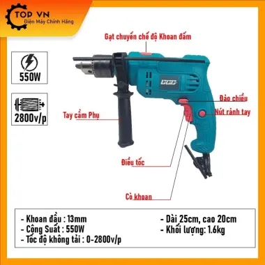 Máy Khoan Đập 13ly 550W + Máy Mài Góc 750W Siêu Tiện Lợi - Giảm 140k 3