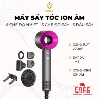 Máy Sấy Tóc Ion Âm 2.200W Siêu Nhanh 5 Đầu Tạo Kiểu Tốc Độ 3 Gió Dây 1m8 Giá Cực Rẻ Chỉ 350K
