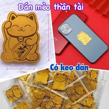 Miếng Dán Mèo Thần Tài Mạ Vàng 24K - Sỉ 100c - Dán Điện Thoại, Ví, Ưu Đãi 95.000Đ 5 Miếng Dán Mèo Thần Tài Mạ Vàng 24K - Sỉ 100c - Dán Điện Thoại, Ví, Ưu Đãi 95.000Đ 5