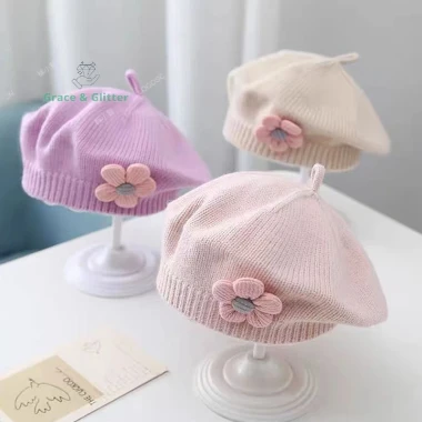 Mũ Nồi Hoa Len Dệt Kim Cho Bé Gái Sơ Sinh Mùa Đông Ấm Áp Giảm Giá 38.448 VND 3