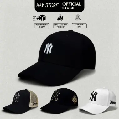 Mũ Nón Lưỡi Trai MLB NY Thêu Chữ Đen Trắng Nam Nữ Giảm 129k 2