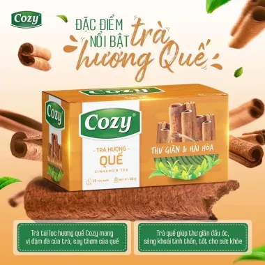 [MUA 10+1] Trà Túi Lọc Cozy Các Vị, Trà Ô Long, Xanh, Nhài, Gừng, Hồng Trà, Sen, Đào, Dâu, Vải, Quế, Bạc Hà Hộp 25 Túi 3
