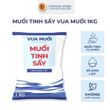 Muối Tinh Sấy Cao Cấp Bổ Sung I-ốt Không Chất Phụ Gia Vua Muối Túi 1kg 3 Muối Tinh Sấy Cao Cấp Bổ Sung I-ốt Không Chất Phụ Gia Vua Muối Túi 1kg 3