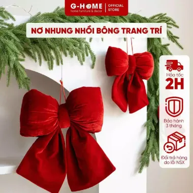 Nơ nhung Noel trang trí Ghome giá rẻ, khuyến mãi chỉ 150k, decor nhà cửa, quán cafe đẹp.