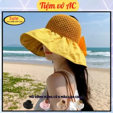 Nón Nữ Đi Biển Gấp Gọn - M04 Giá Rẻ 15.000đ Nhiều Màu Thời Trang Du Lịch Hở Đỉnh Vành Rộng