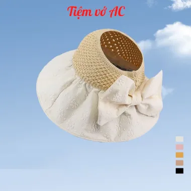 Nón Nữ Đi Biển Gấp Gọn - M04 Giá Rẻ 15.000đ Nhiều Màu Thời Trang Du Lịch Hở Đỉnh Vành Rộng