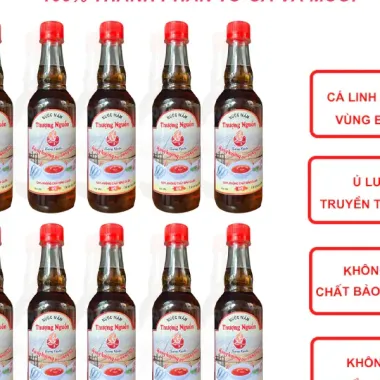 Nước Mắm Cá Linh Thượng Nguồn 5L - 10 Chai 500ml - Không Đường, Bảo Quản - Giá Tốt 550k