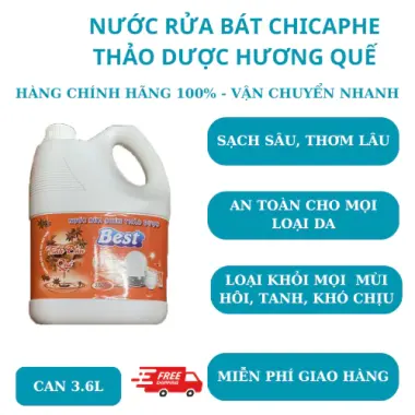 Nước Rửa Bát Thảo Dược Hương Quế 3.6kg Chicaphe - Diệt Khuẩn, Khử Mùi, Tiết Kiệm 5