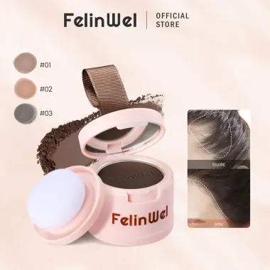 Phấn Che Hói Tóc & Chân Tóc FelinWel 4g - Bộ Đầy Đủ Có Gương, Bông, Che Phủ Tự Nhiên
