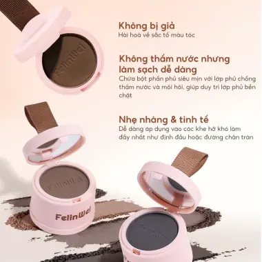 Phấn Che Hói Tóc & Chân Tóc FelinWel 4g - Bộ Đầy Đủ Có Gương, Bông, Che Phủ Tự Nhiên