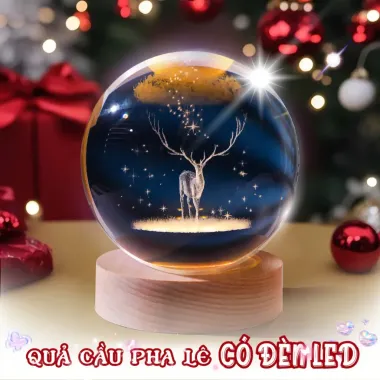 Quả Cầu Pha Lê Phát Sáng 3D - Đa Dạng Phong Cách, Đèn Trang Trí Phòng Ngủ, Quà Tặng Sinh Nhật Dưới 30K, Kích Thước 6cm