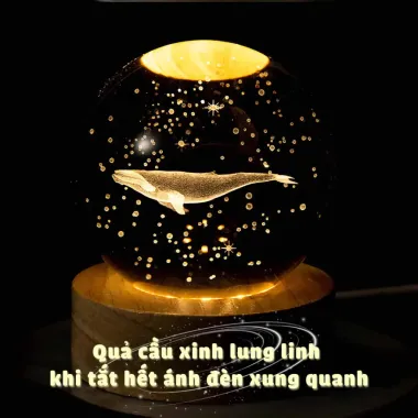 Quả Cầu Pha Lê Phát Sáng 3D - Đa Dạng Phong Cách, Đèn Trang Trí Phòng Ngủ, Quà Tặng Sinh Nhật Dưới 30K, Kích Thước 6cm
