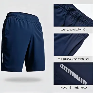 Quần Short Nam Thể Thao Siêu Mát 40k - Quần Đùi Nam Co Dãn Cạp Chun Chất Liệu Gió Mềm 3